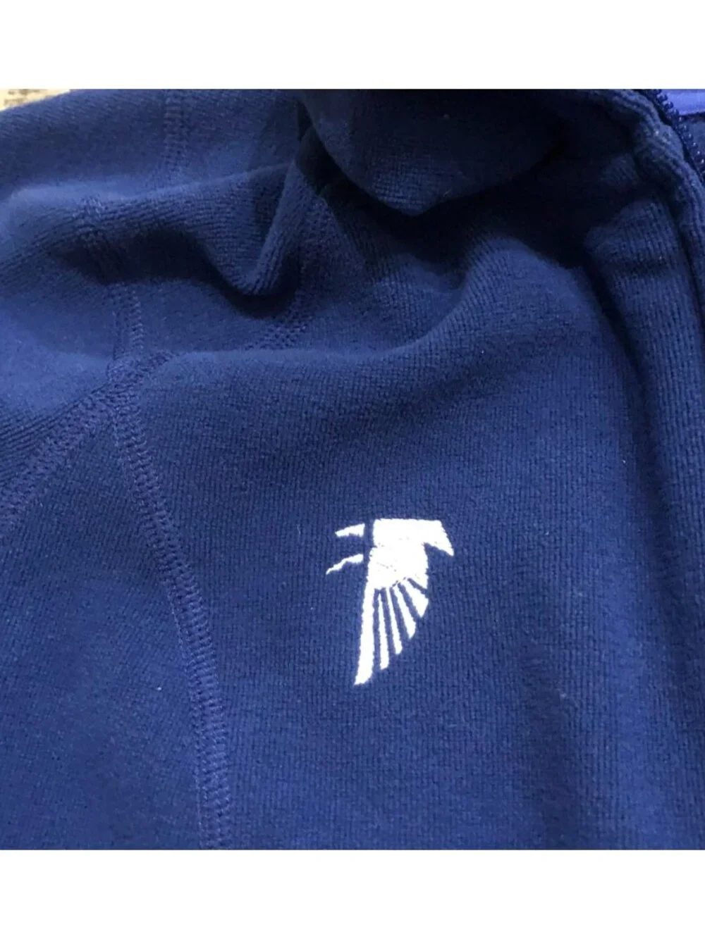 The North Face Womens Medium Blue Full Zip Fleece Hooded Jacked White Falcon